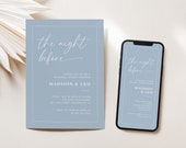 Rehearsal Dinner Invitation Template, Dusty Blue Wedding Rehearsal Invitation, The Night Before Invite Digital Rehearsal Dinner Invite, B2