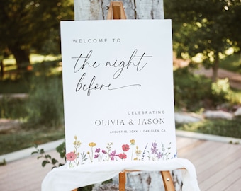 The Night Before Welcome Sign Template, Wedding Rehearsal Welcome Sign, Boho Rehearsal Dinner Welcome Sign, Modern Wedding Welcome Sign, S2