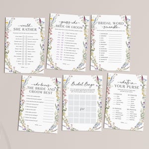 Plantilla de juegos para despedida de soltera con flores silvestres, paquete de juegos para despedida de soltera con flores silvestres, juegos para despedida de soltera con flores, juegos imprimibles para despedida de soltera, S9