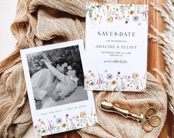 Floral Save the Date Template Wild Flower Save The Date Wildflower Save the Date Floral Save The Dates Wildflower Boho Save The Dates, S4