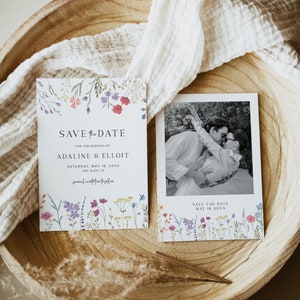Wildblumen Save The Date Vorlage, Frühlings-Save The Date Floral Save The Date Boho Save The Date Foto-Save The Date Hochzeit, S8