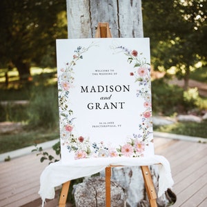 Wedding Welcome Sign Template, Floral Wedding Welcome Sign, Wildflower Wedding Sign, Wild Flower Wedding Welcome Sign, Boho Wedding Sign, S5