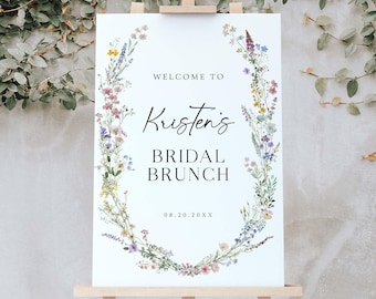 Wildflower Bridal Brunch Welcome Sign Template, Boho Bridal Shower Sign Wildflower Bridal Shower Welcome Sign Floral Bridal Brunch Sign, S9