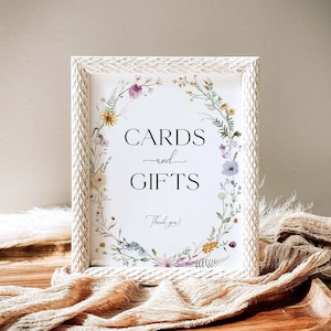 Modèle de signe pour cartes et cadeaux de fleurs sauvages, signe de cadeaux floraux, signe de baby shower de fleurs sauvages, signe de cadeau de douche nuptiale, signe de mariage floral, 5B