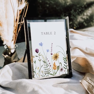 Wildflower Wedding Table Numbers Template, Floral Wedding Table Numbers, Spring Wedding Table Number Signs, Boho Wedding Table Numbers, S4