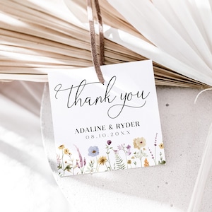 Floral Thank You Tag Template Thank You Flower Favor Tag Floral Wedding Favor Tag Wildflower Wedding Favor Tag Floral Wedding Favors Tag, S4