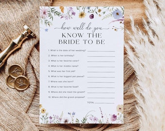 How Well Do You Know The Bride Bridal Shower Game, Who Knows The Bride Best Game, Boho Bridal Shower Game Wildflower Bridal Shower Games, S4
