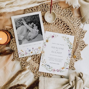 Photo Enregistrer le modèle de date, Fleurs sauvages Enregistrer la date Cartes, Enregistrer le jardin de date, Fleur sauvage Enregistrer la date Floral Enregistrer la date, S4