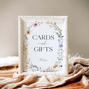 Wildflower Cards and Gifts Sign Template, Floral Gifts Sign, Wildflower Wedding Sign, Bridal Shower Gift Sign, Floral Wedding Sign, S4