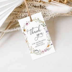 Floral Baby Shower Gift Tag Template, Wildflower Bridal Shower Favor Tags, Floral Wedding Favor Tag, Boho Floral Baby Shower Favor Tag, S4
