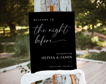 The Night Before Welcome Sign Template, Wedding Rehearsal Welcome Sign, Boho Rehearsal Dinner Welcome Sign, Black Wedding Welcome Sign, M5