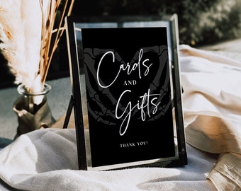 Gothic Cards and Gifts Sign Template, Dark Moody Wedding, Spooky Cards and Gifts Sign, Printable Halloween Wedding Cards and Gifts Sign, H6