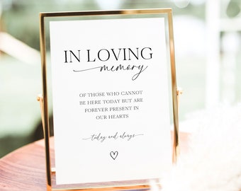 In Loving Memory Sign Template, Minimalist Wedding Memorial Sign, Modern Forever In Our Hearts Sign, Printable Boho In Loving Memory, M2