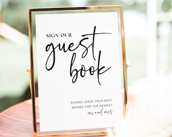 Minimalist Wedding Guestbook Sign Template, Please Sign Our Guestbook Sign, Wedding Guestbook Sign, Printable Modern Wedding Signage, M8