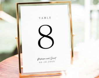 Minimalist Wedding Table Numbers Template, Simple Table Number, Printable Table Numbers, Modern Table Numbers, Reception Table Numbers, M1