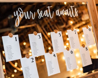 Bruiloft zitplaatsen grafiek kaarten sjabloon, elegante bruiloft zitplaatsen grafiek kaarten, zitplaatsen grafiek teken, minimalistische bruiloft Vind uw stoel teken, M8