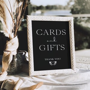 Modèle de signe de cartes et cadeaux gothiques, signe de cadeau de douche nuptiale sombre Moody, signe de cadeau de mariage, imprimable Halloween cartes et cadeaux signe, H3