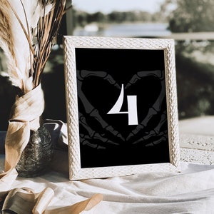 Halloween Wedding Table Numbers Template, Dark Table Numbers, Printable Gothic Wedding Table Number Sign, Moody Wedding Table Numbers, H6