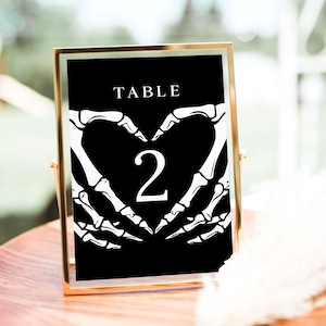 Gothic Hochzeit Tischnummern Vorlage, Halloween Tischnummern Vorlage, druckbares Gothic Hochzeit Tischnummernschild, Stimmungsvolles Hochzeit Tischschild, H3