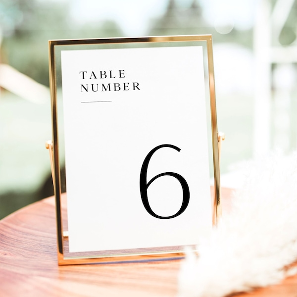 Minimalist Table Number Card Template, Printable Wedding Table Numbers, Modern Wedding Table Number Card, 4x6, 5x7, Wedding Table Number, M2