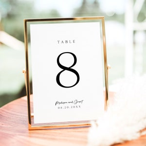 Minimalist Wedding Table Numbers Template, Simple Table Number, Printable Table Numbers, Modern Table Numbers, Reception Table Numbers, M1