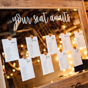 Plantilla de tarjetas de tabla de asientos de boda, tarjetas de tabla de asientos de boda minimalistas, letrero de tabla de asientos, boda moderna encuentre su letrero de asiento, M8