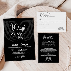 Halloween Hochzeitseinladung Vorlage, Gothic Hochzeitseinladung Set, Dunkle Hochzeitseinladung, Til Death Do Us Part Invite, Gothic Hochzeit, H6
