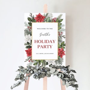 Holiday Party Welcome Sign Template, Christmas Party Welcome Sign Poster, Holiday Welcome Sign, Minimal Christmas Sign, Instant Download, C1