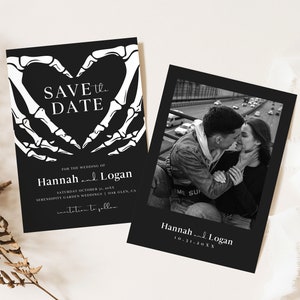 Halloween Save The Date Einladungsvorlage, Dark Moody Hochzeit, Save The Date mit Foto, Gothic Save The Date Einladung, printable, H3