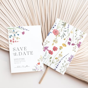 Wildblumen Save The Date Vorlage, Boho Save The Date Einladung, Garten Hochzeit Save The Date Karten, Minimalistische Floral Save The Date, S2