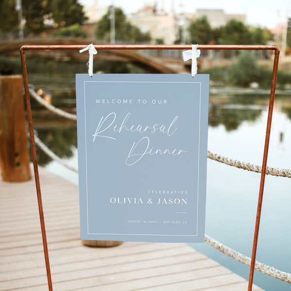 Rehearsal Dinner Welcome Sign Template, The Night Before Welcome Sign, Dusty Blue Rehearsal Dinner Welcome Sign, Wedding Rehearsal Sign, B2