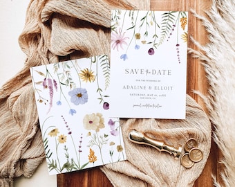 Wildflower Save the Date Template, Boho Save the Date Cards, Floral Save the Date Photo Save the Date Floral Wedding Save The Date, S4