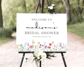 Boho Bridal Shower Welcome Sign Template, Wildflower Bridal Brunch Welcome Poster, Garden Bridal Shower Welcome Sign, Floral Shower Sign, S2