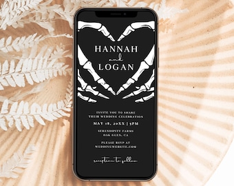 Gothic Electronic Wedding Invitation, Halloween Wedding Digital Invitation, Dark Digital Wedding Invite, Smartphone Invitation Template, H3