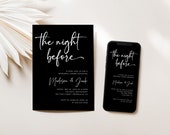 Modern Rehearsal Dinner Invitation Template, Black Wedding Rehearsal Invitation, The Night Before Invitation, Rehearsal Dinner Invite, B4