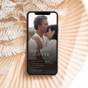 Electronic Save The Date Template, Modern Save The Date Digital With Photo, Minimalist Save The Date Digital, Smartphone Save The Date, M2