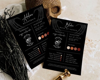 Halloween Bridesmaid Proposal Info Card Template, Gothic Bridesmaid Proposal Info Card, Til Death Wedding, Spooky Bridesmaid Proposal, H6