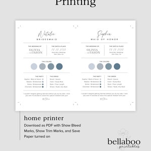 Bridesmaid Info Card Template, Modern Bridesmaid Information Card, Maid Of Honor Info Card, Minimalist Bridesmaid Infographic, M2 image 7