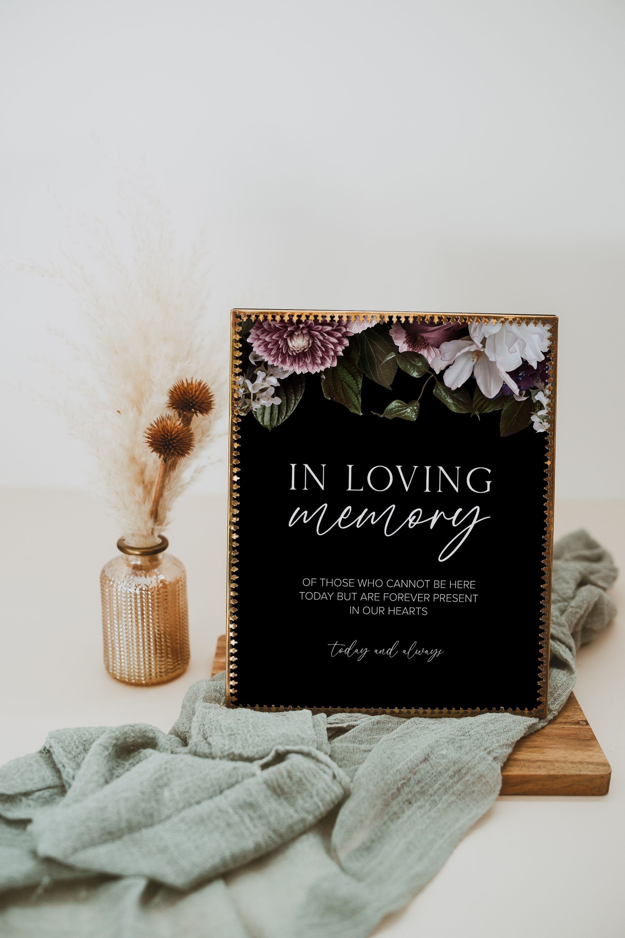 In Loving Memory Sign Template, Dark Moody Wedding, Floral in Loving ...