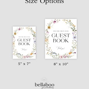 Wildflower Guestbook Sign Template, Floral Sign Our Guestbook, Guest Book Sign Wildflower Wedding Sign Floral Wedding Guestbook Sign, S4 image 5