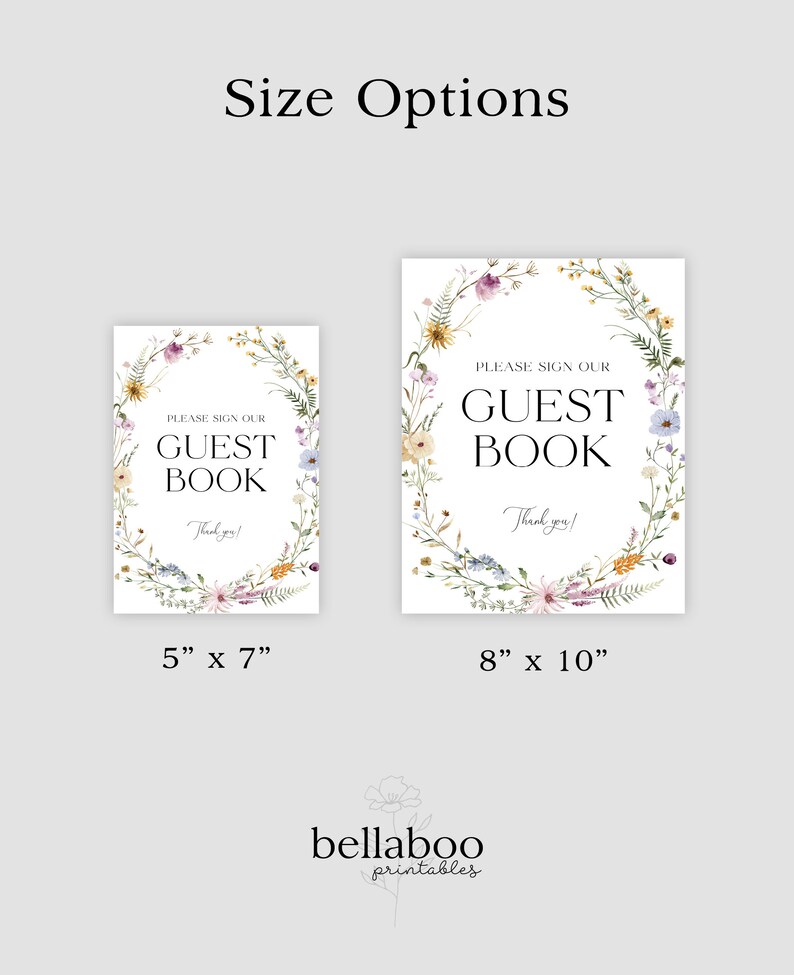 Wildflower Guestbook Sign Template, Floral Sign Our Guestbook, Guest Book Sign Wildflower Wedding Sign Floral Wedding Guestbook Sign, S4 image 5