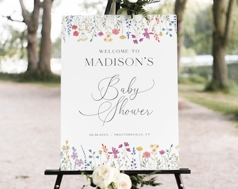 Wildflower Baby Shower Welcome Sign Template, Wildflower Welcome Sign Boho Baby Shower Sign, Floral Baby Shower Welcome Sign Wildflowers, 6B