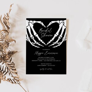 Gothic Bridal Shower Invitation Template, Dark Moody Bridal Shower Invite, Halloween Invite, Editable, Instant Download, B1