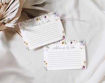 Baby Shower Advice Card Template, Wildflower Baby Shower Mom Advice, Boho Baby Shower Bridal Advice, Wildflower Baby Shower Advice Card, 5B