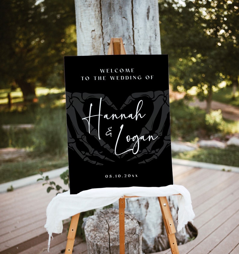 Gothic Wedding Welcome Sign Template, Halloween Wedding Welcome Sign, Spooky Wedding Welcome Sign, Dark and Moody Wedding Welcome Sign, H6 image 8