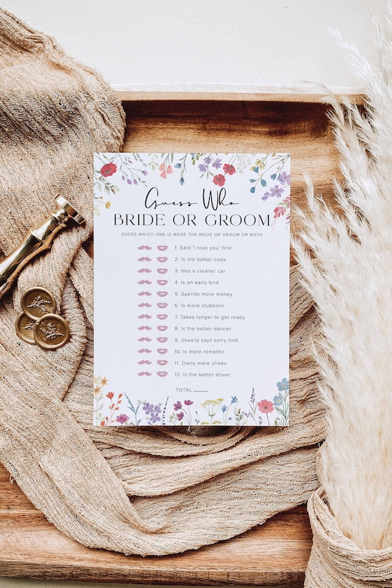 Guess Who Bride or Groom Game Template, Boho Bridal Shower Game, He Said She Said Bridal Shower Game Floral, Who Knows The Couple Best, S2