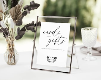 Halloween Gothic Cards and Gifts Sign Template, Dark Moody Wedding, Modern Wedding Reception Sign, Printable, Editable, Instant Download, B1