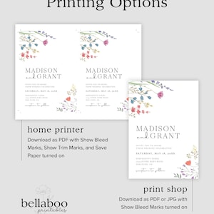 Boho Wedding Invitation Suite with QR Code, Wildflower Wedding Invitation Template, Printable Wedding Invitation, Floral Wedding Invite, S2 image 6