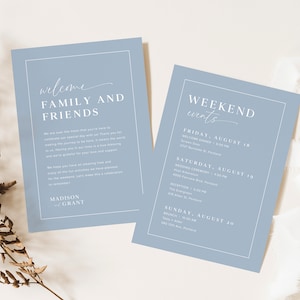 Wedding Weekend Events Timeline Template, Minimalist Wedding Order of Events, Wedding Welcome Bag Note Editable, Modern Welcome Letter, B2 image 3