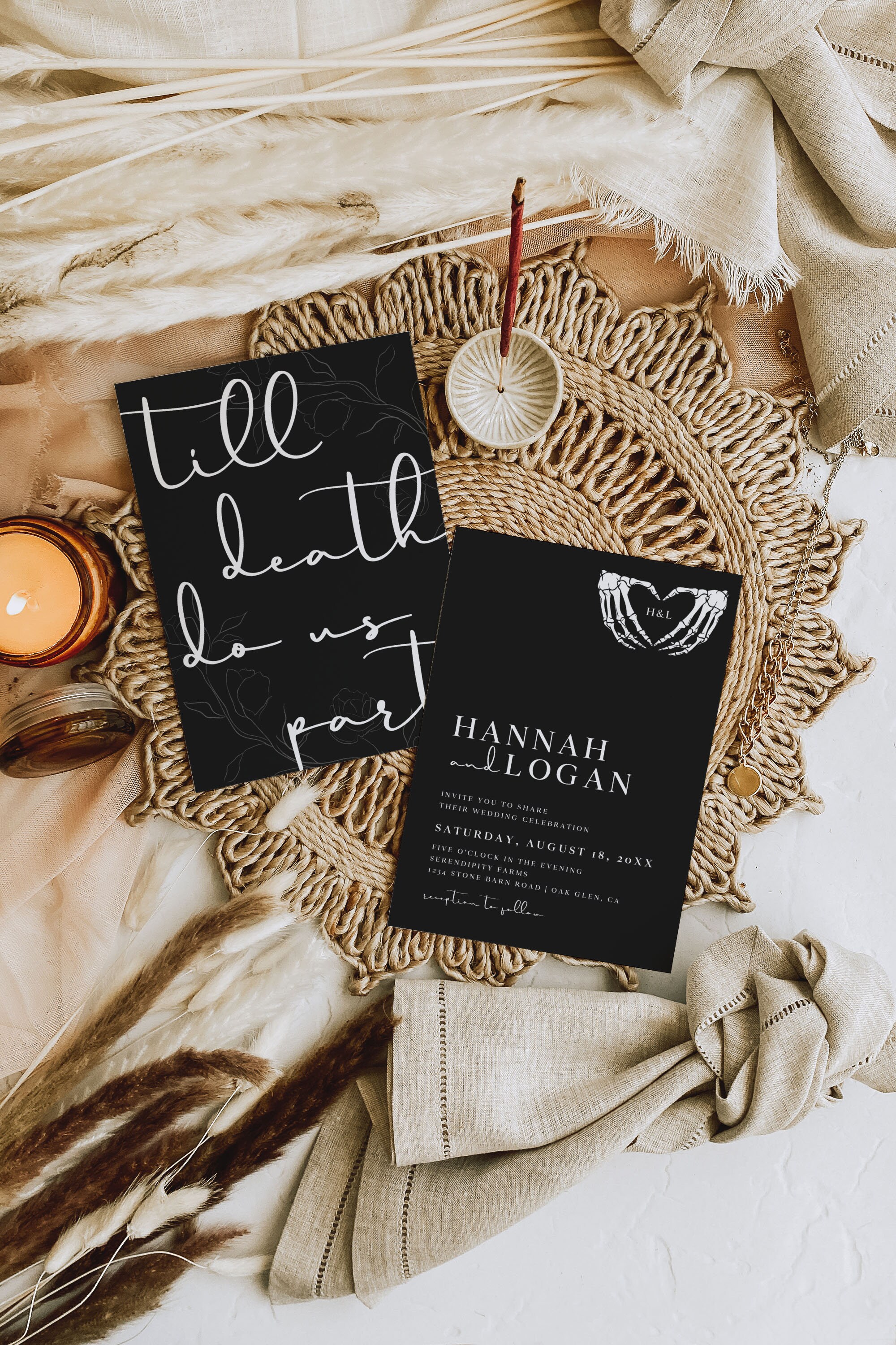 Gothic Wedding Invitation Suite Templates, Halloween Wedding Invitation ...